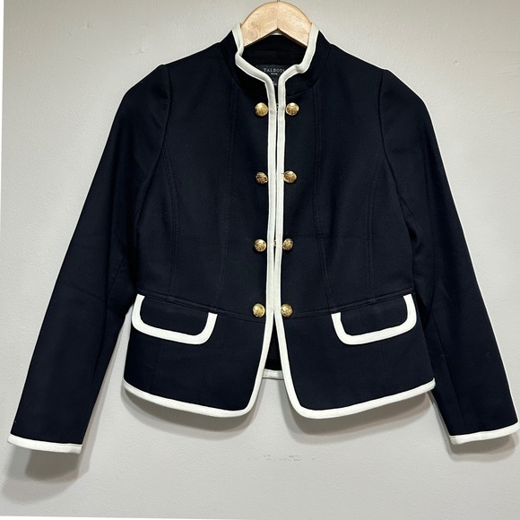 Talbots Jackets & Blazers - Talbots Military Peplum Jacket Womens 2P Black Gold Button Cotton Classic Preppy